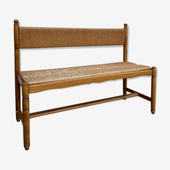 Seated beech bench and mulched backrest