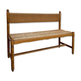 Seated beech bench and mulched backrest