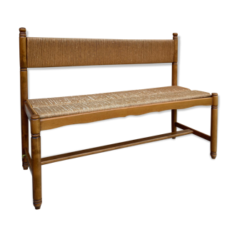 Banc hêtre assise et dossier paillé