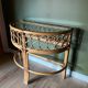 Vintage bamboo rattan half-moon console