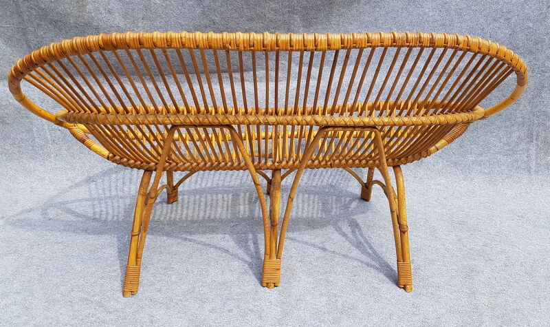 Vintage rattan sofa bench
