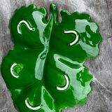 Green Ceramic Hors d'Oeuvres Dish in Leaf Shape, Art Deco Period