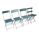 Salon de jardin, table et 4 chaises pliantes en métal vert