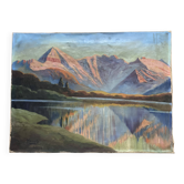 Tableau de Andor Kovasits, coucher de soleil sur un lac de montagne (Autriche)
