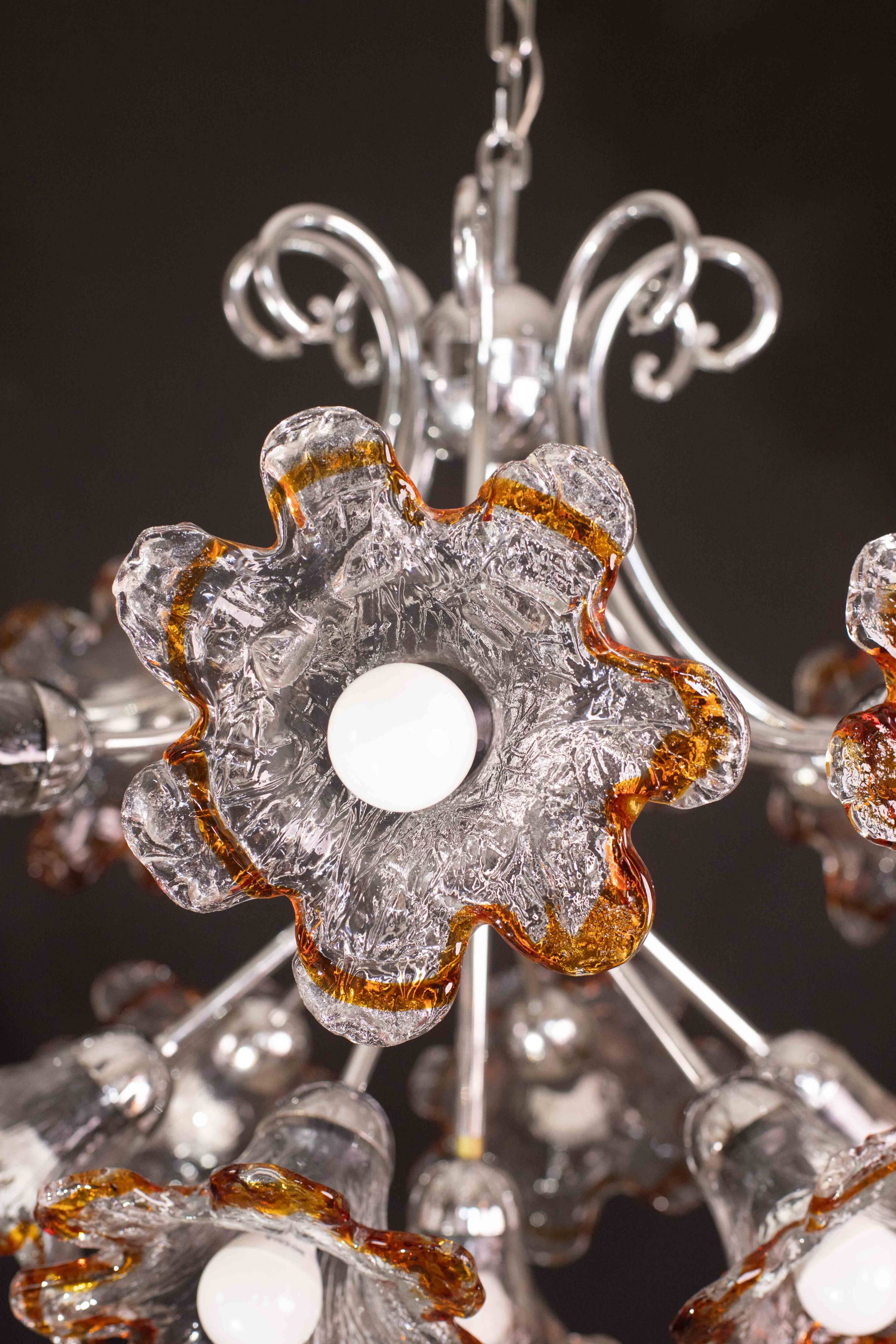 Murano Multicolor Sputnik Flowers Chandelier by Mazzega, 1970s