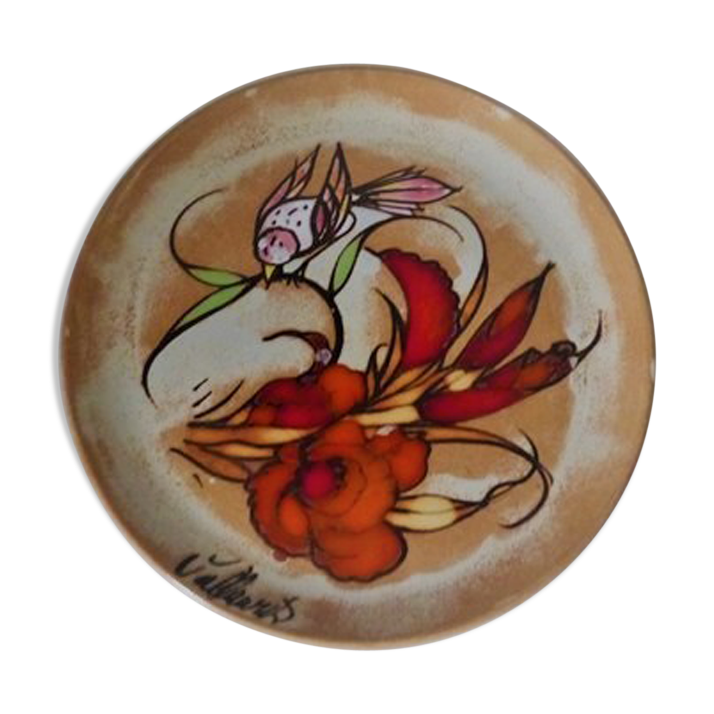 Plate In Sandstone Vallauris Bird