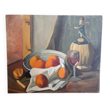 Beautiful still life painting with fruits.