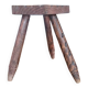 Vintage tripod stool in carved solid wood.