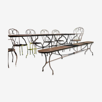 Handcrafted wrought iron garden bench