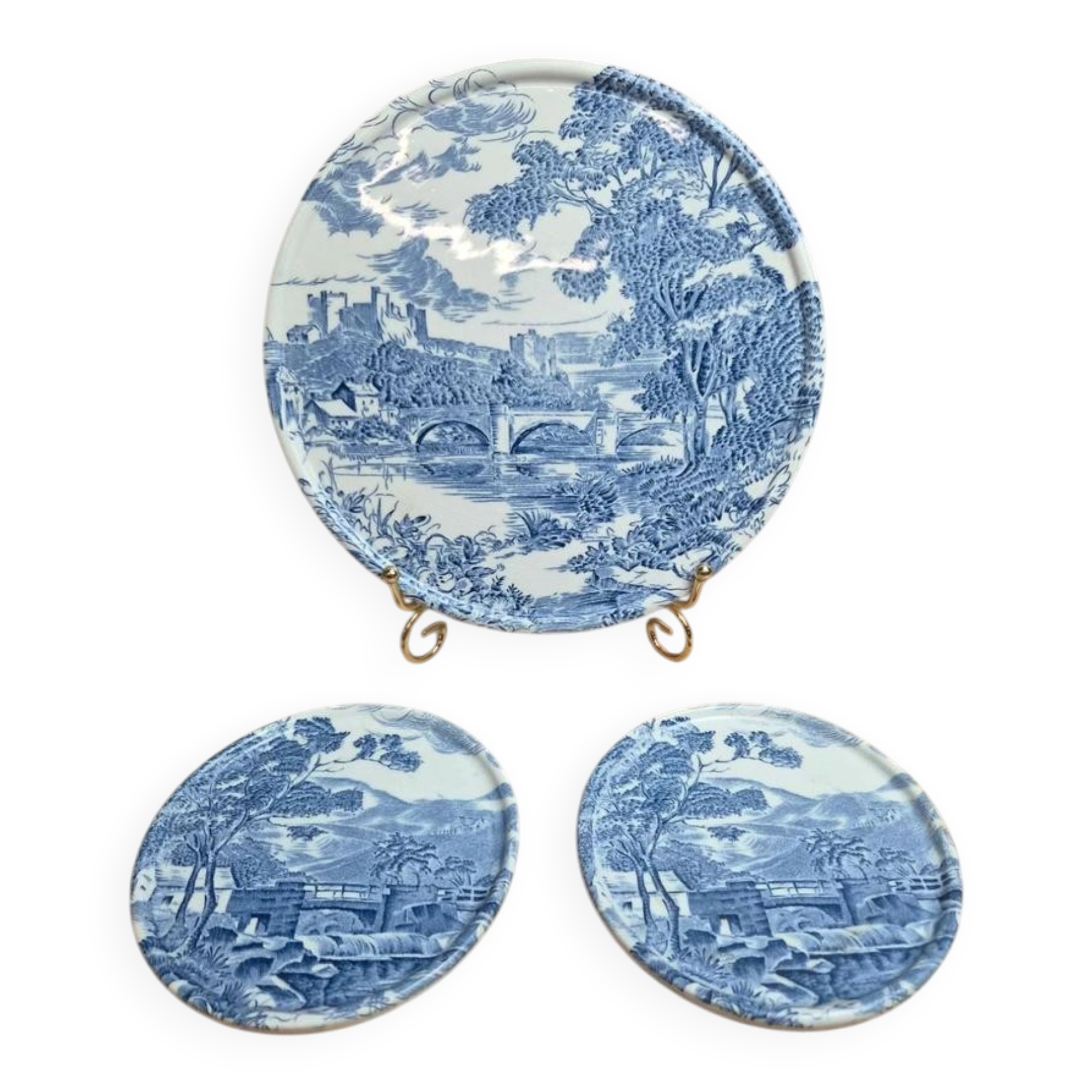 Gien x Enoch Wedgwood Countryside – trivet + 2 bottle coasters