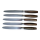 Set of 5 table knives stainless steel and bovine horn