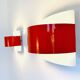 Curved Wall Lamps In Red And White By Peter Celsing For Falkenbergs Belysning, Sweden 1960S