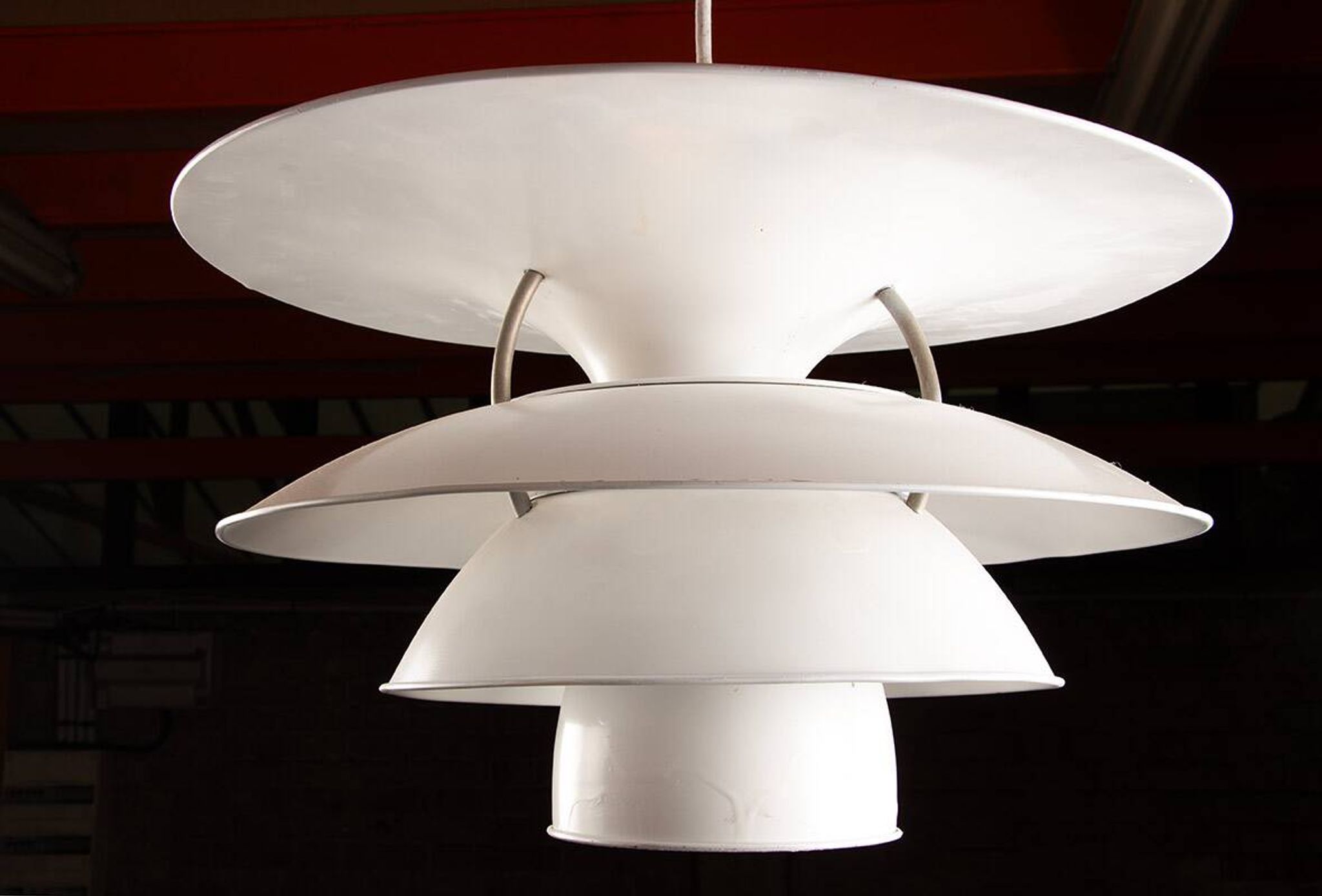 Danish brushed metal pendant light, Poulsen "Charlottenborg" model.