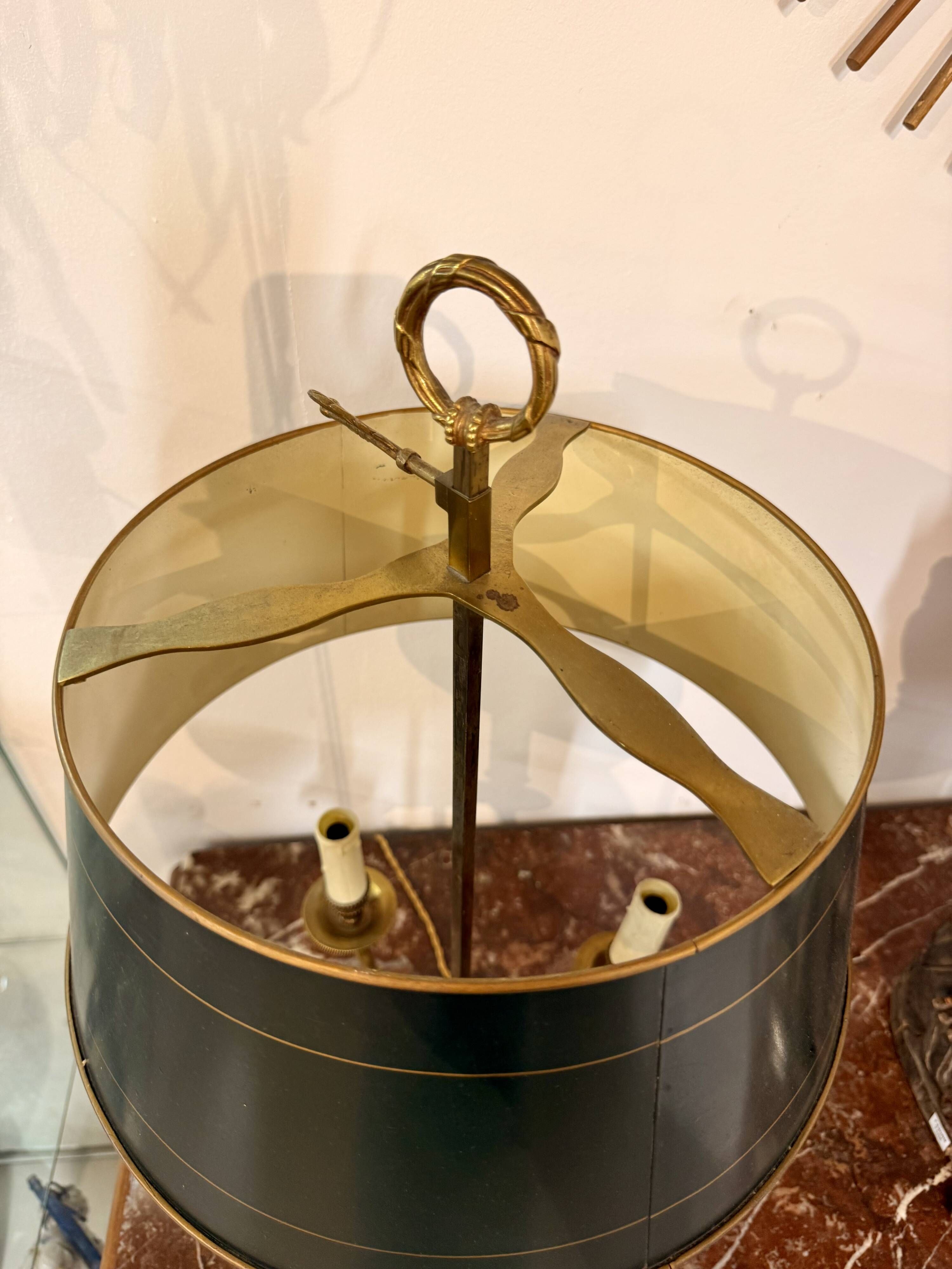 Lampe bouillotte ancienne en laiton – 3 lumières