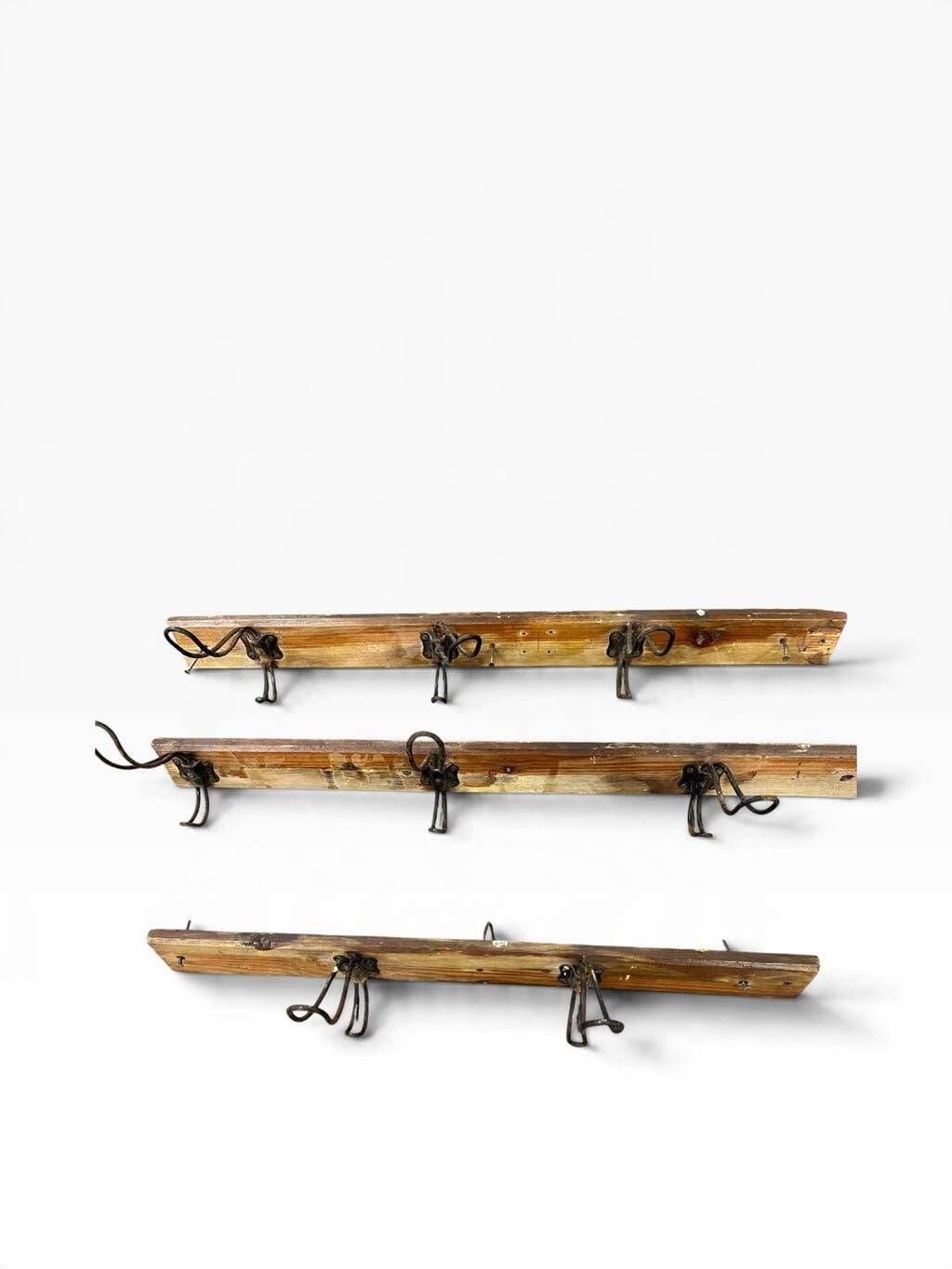 Vintage industrial wooden wall coat rack / wall coat rack