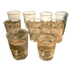 Lot de 9 verres à liserets dorés en verre soufflé