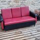 Vintage Sofa Bench in red and black skaï