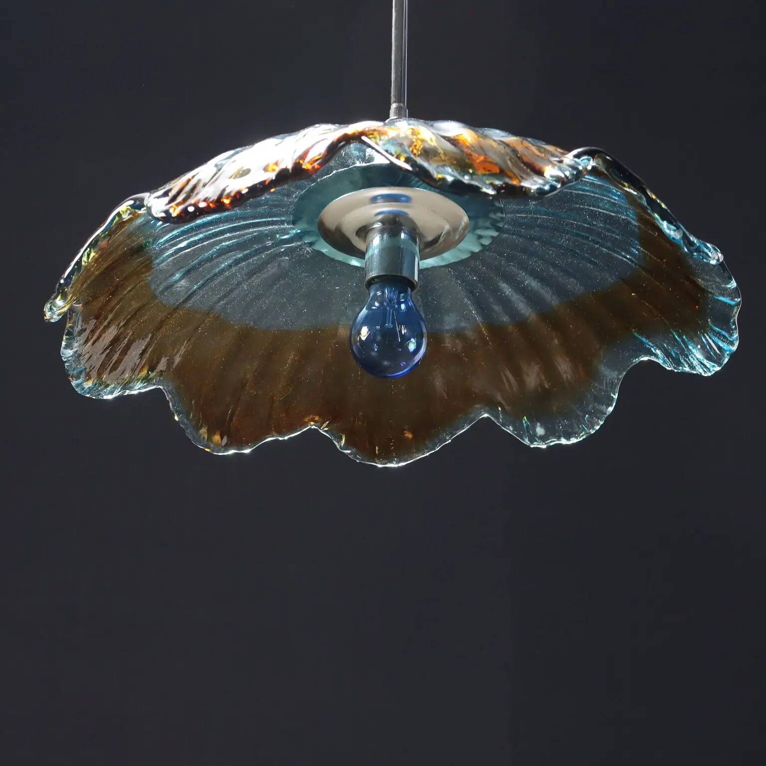Glass ceiling light, Italy, 1970s