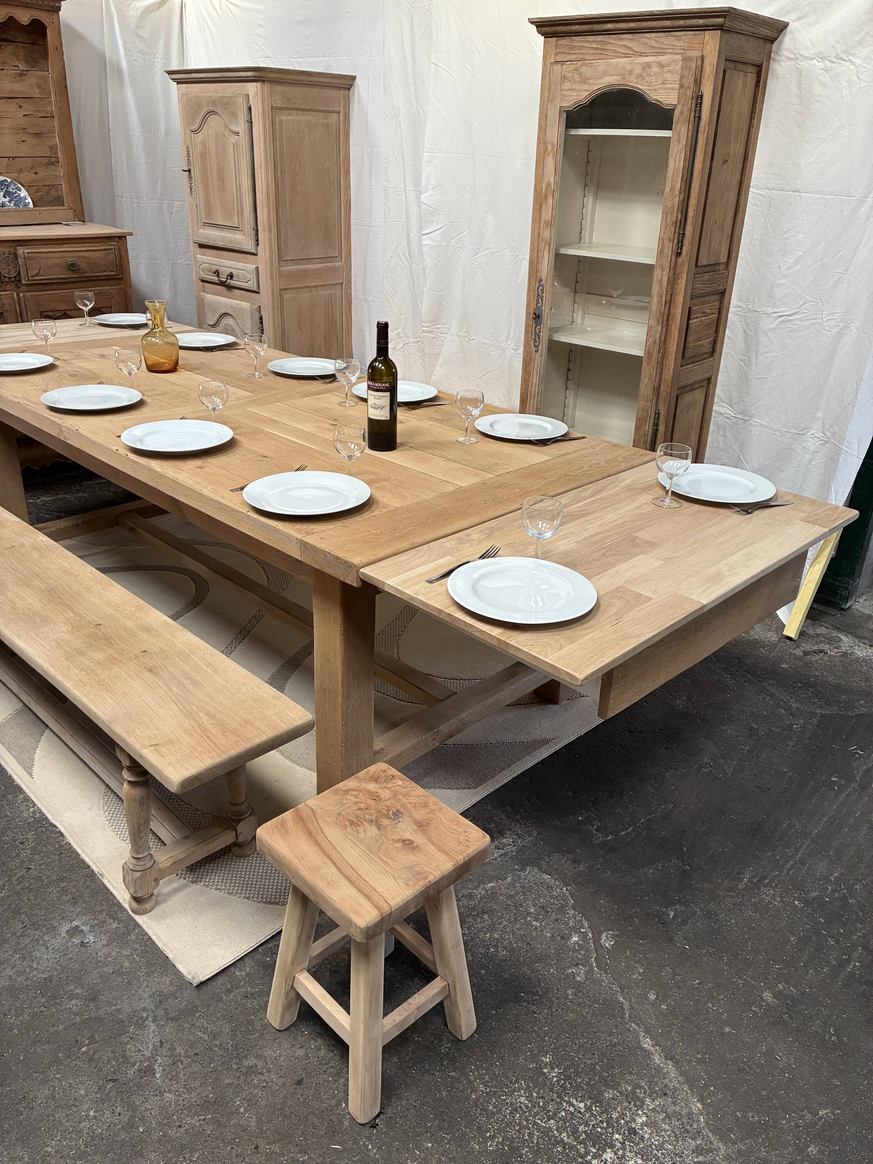 Table de ferme en chêne massif avec rallonges