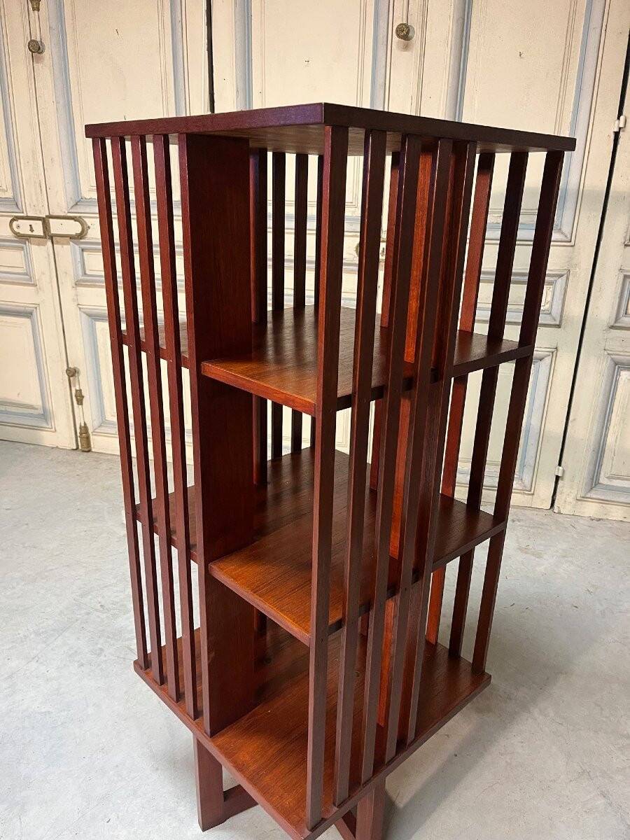 Rotating teak bookshelf from the 60s-70s.