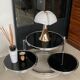 Table basse ronde en verre et chrome vintage