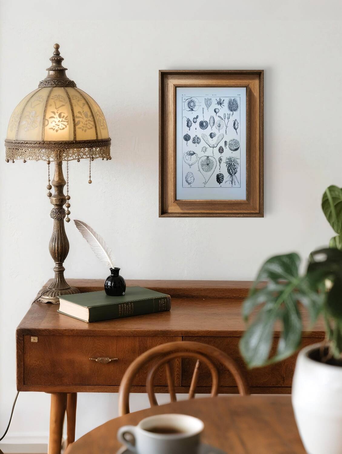 Printed in 1889, fruits and seeds. Antique botanical plate.