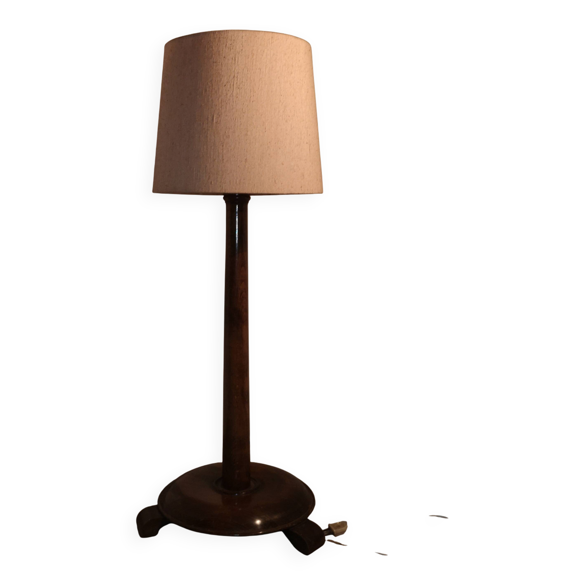 Charles Dudouyt Lamp Solid Oak Brutalist 1940 - H110cm - Superb Condition