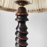 French vintage turned wooden lamp from the 40s-50s.