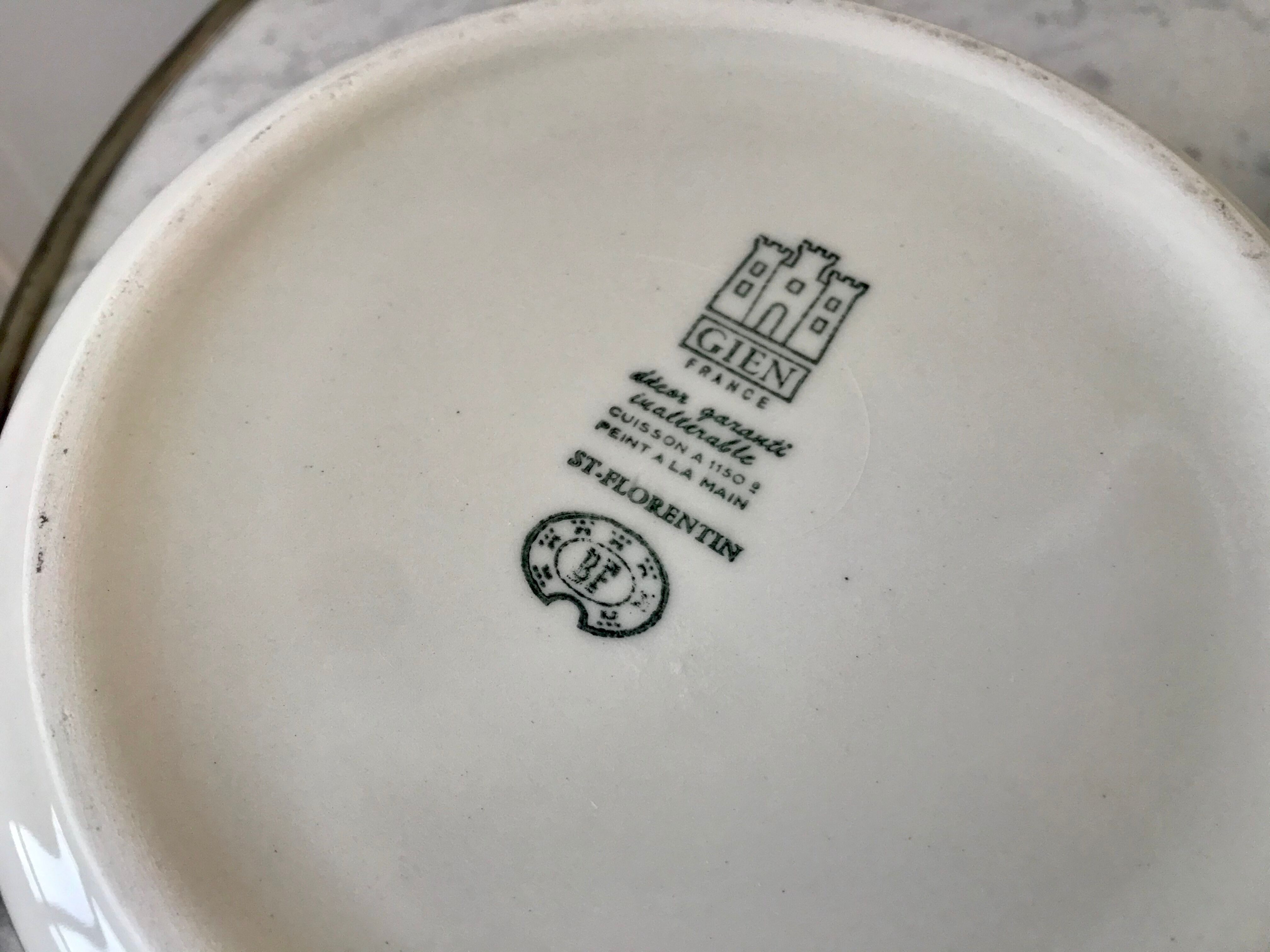 Duo of Gien flower bowls hand painted 60s-70s