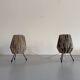 Pair of table lamps with plastic shades and tripod base, 1960s, Italy
