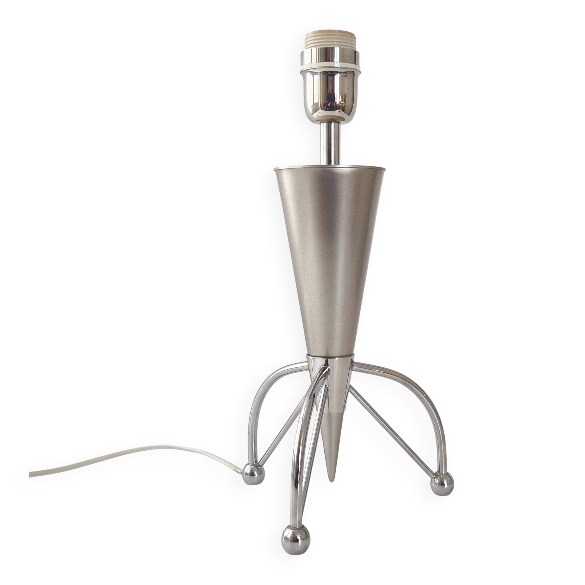 Vintage 1980 Tripod Flare Lamp in Chrome Steel & Brushed 80s Retro 1980s