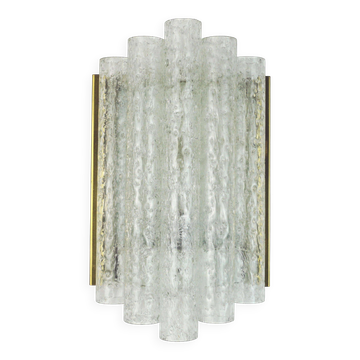 Applique murale Doria avec 5 tubes en verre, lampe en verre glacé des années 1960, 2 disponibles.