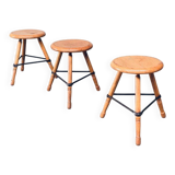 Industrial Low Tripod Stools, Belgium, 1950s, Set of 3
