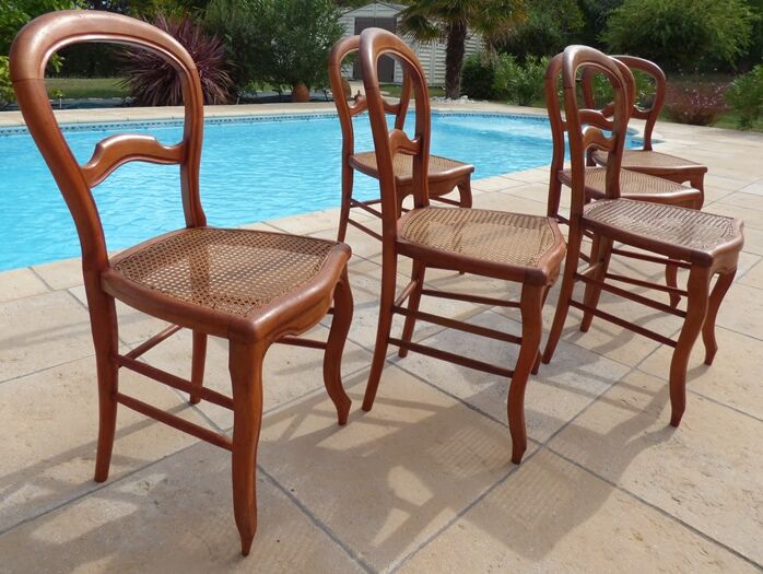 6 louis Philippe style chairs in solid wood merisier