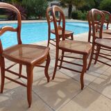 6 louis Philippe style chairs in solid wood merisier