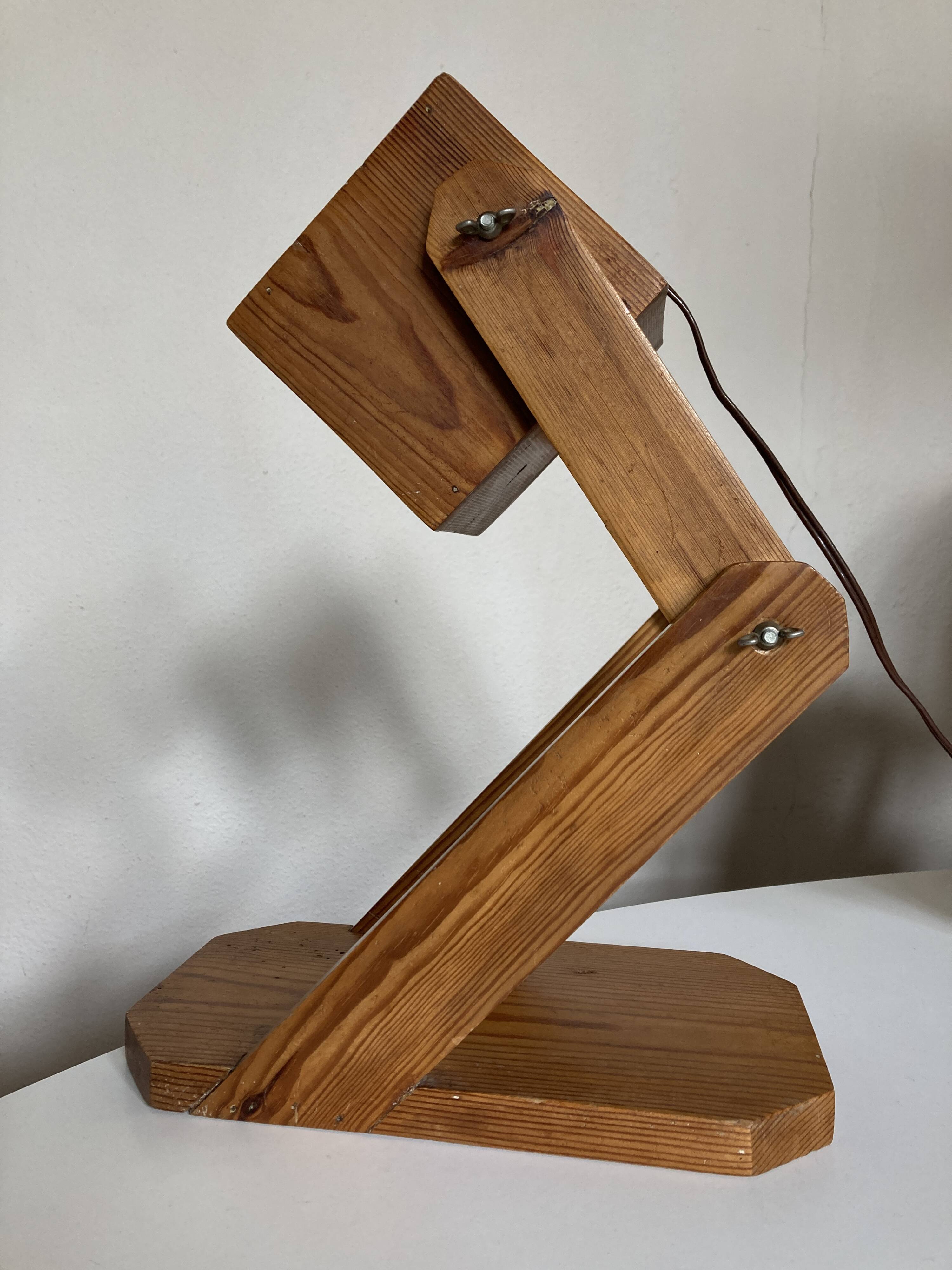 Articulated lamp in mountain chalet pine wood 1960