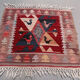 Vintage Turkish mini kilim 65x70 cm wool small Square kelim 2567