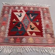 Vintage Turkish mini kilim 65x70 cm wool small Square kelim 2567