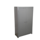 Curved wardrobe workshop locker made of wood repainted in grey.