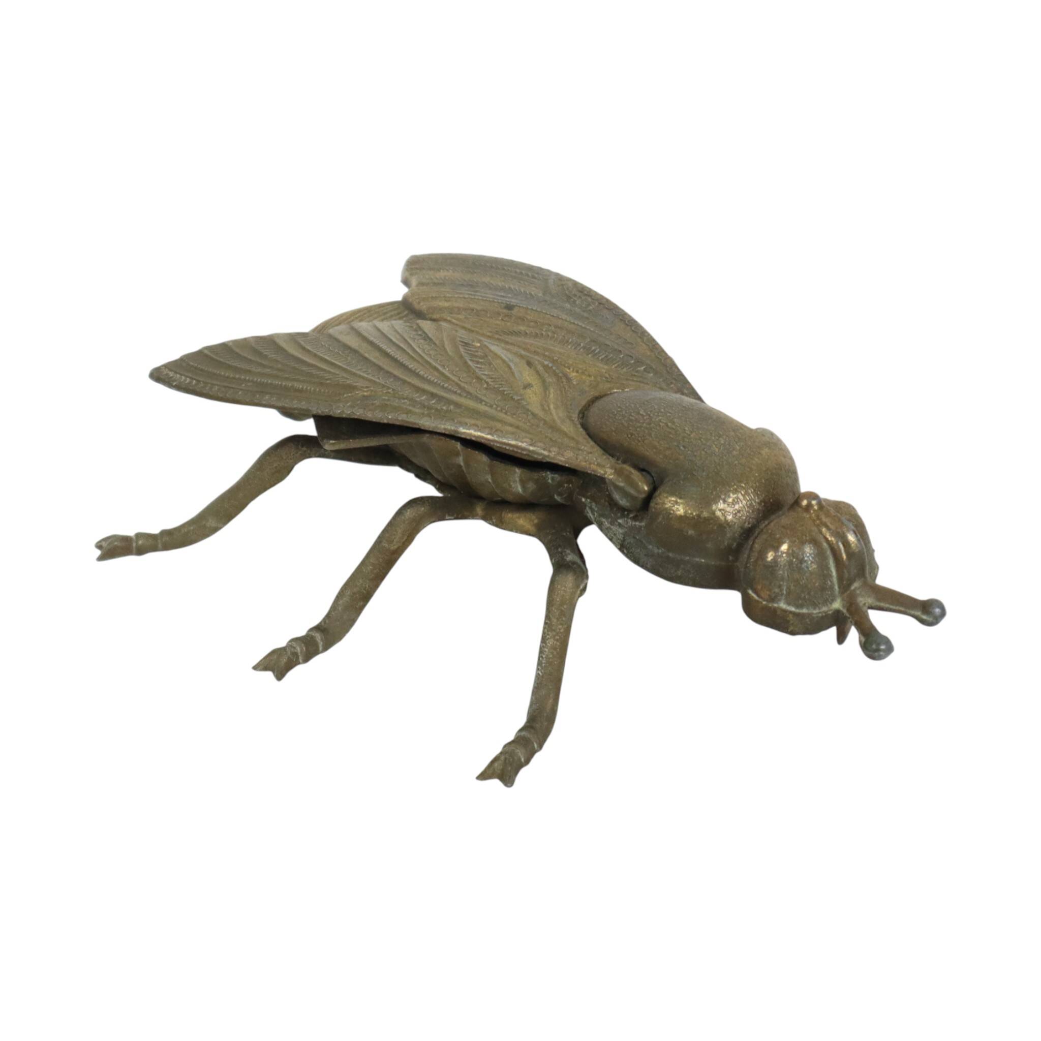 Vintage Copper-Purpose Fly Figurine Ashtray Italy Sixties
