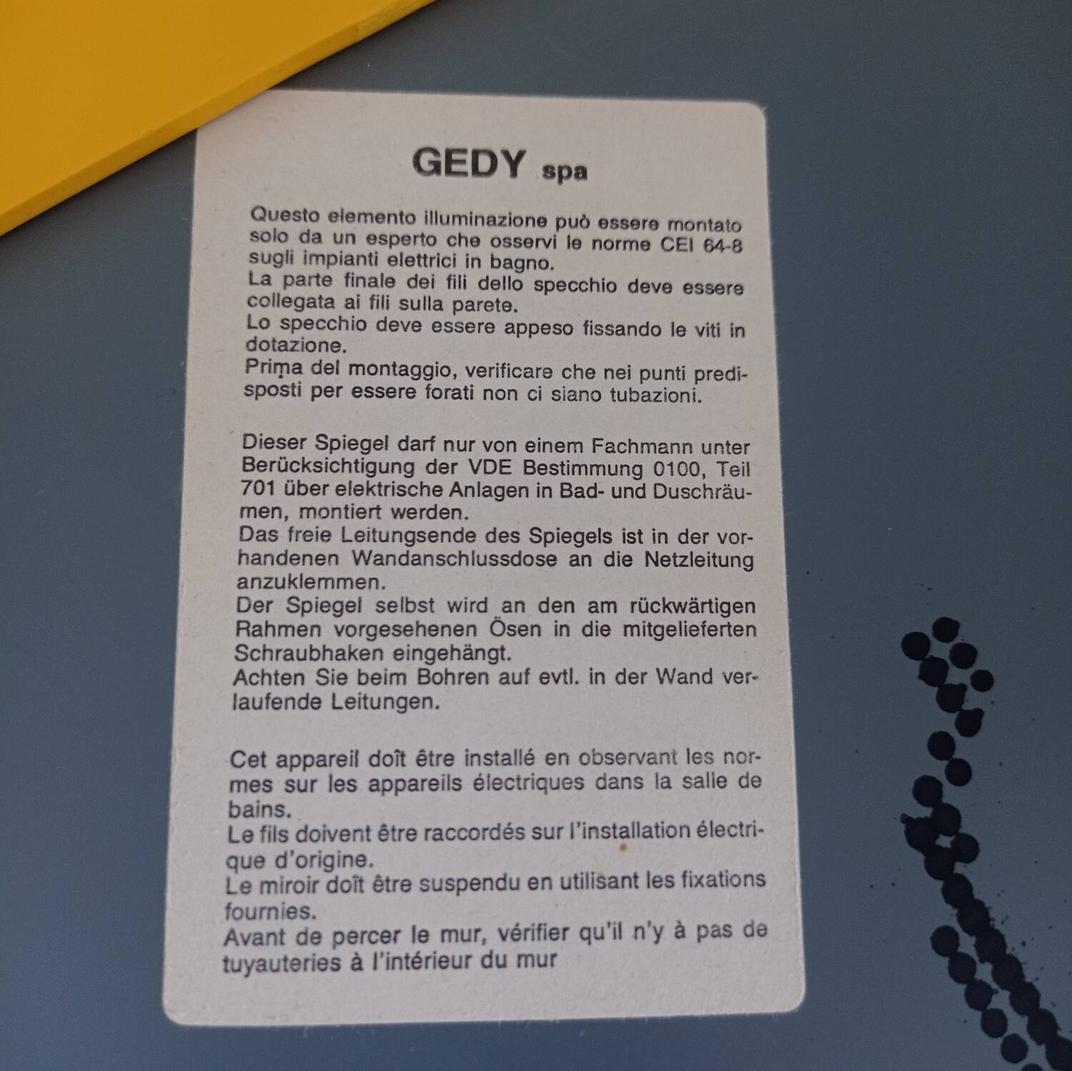 Vintage “Gedy” illuminated mirror