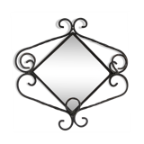 Wrought iron mirror 3 vintage patères - 45x45cm