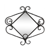Miroir en fer forgé 3 patères vintage - 45x45cm