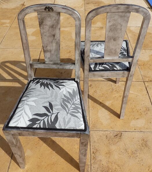 Set of 2 chic chairs with top fabrics patterned wooden leaf quality