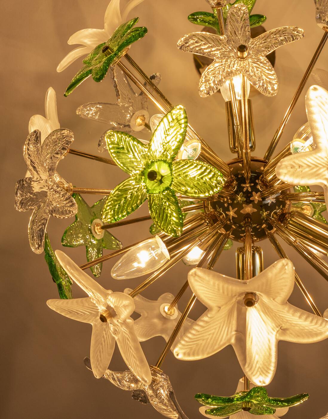 Sculptural Floral Glass Chandelier, Czechoslovakia, 1970s–1980s