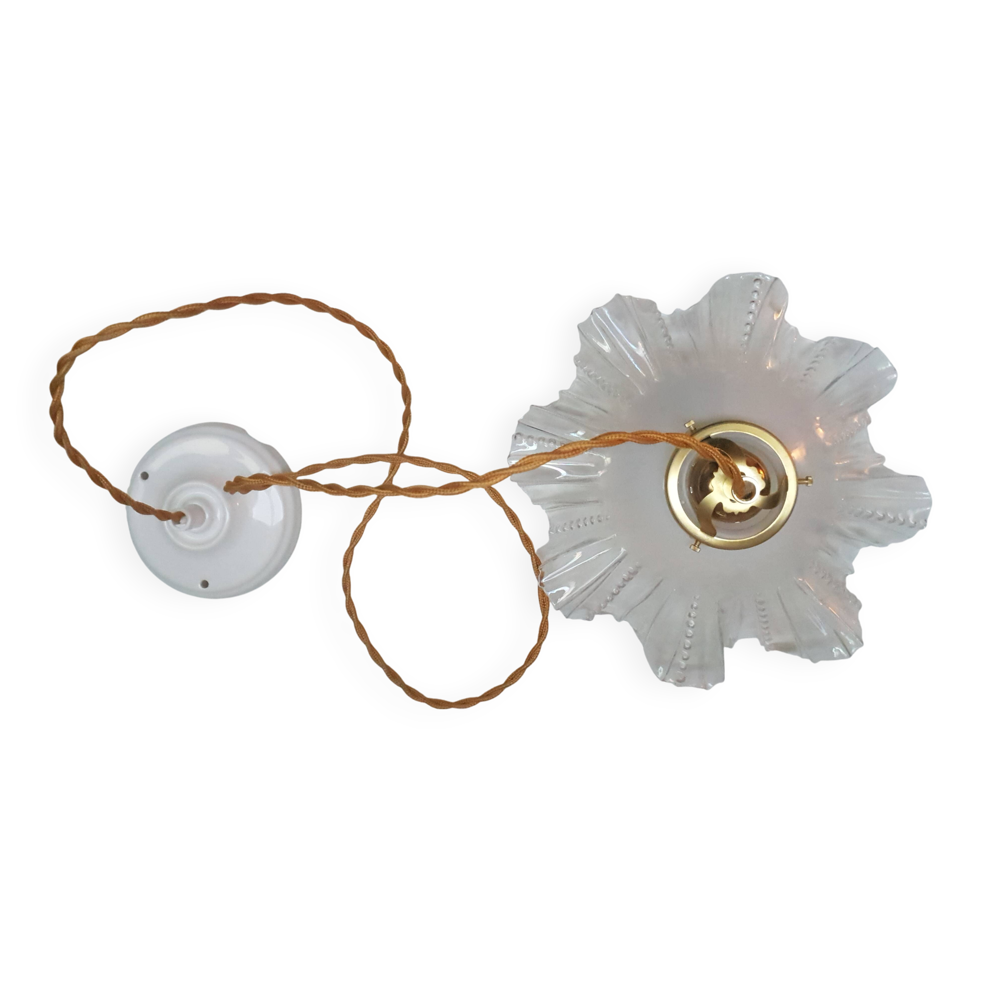 Vintage clear glass pendant light - wavy 1960 1970