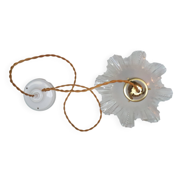 Suspension en verre transparent vintage -ondulée 1960 1970