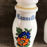 Set of 4 vintage opaline spice jars