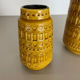 Set of two pottery fat lava vases "ochre" by scheurich, germany, 1970s