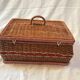 Vintage wicker and "scoubidou" box